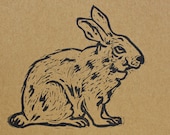 Rabbit in Profile - Moleskine Journal. Bunny Rabbit, Hare. Cottontail. Coney, lined cahier medium journal with inner pocket. Easter Bunny