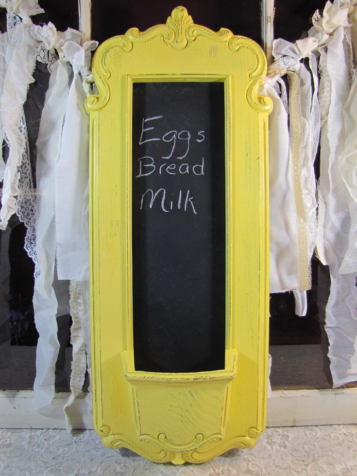 Vintage Homco Wall Pocket Chalkboard Summer Yellow clear