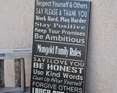 Family Rules Wooden Sign - You Pick Color