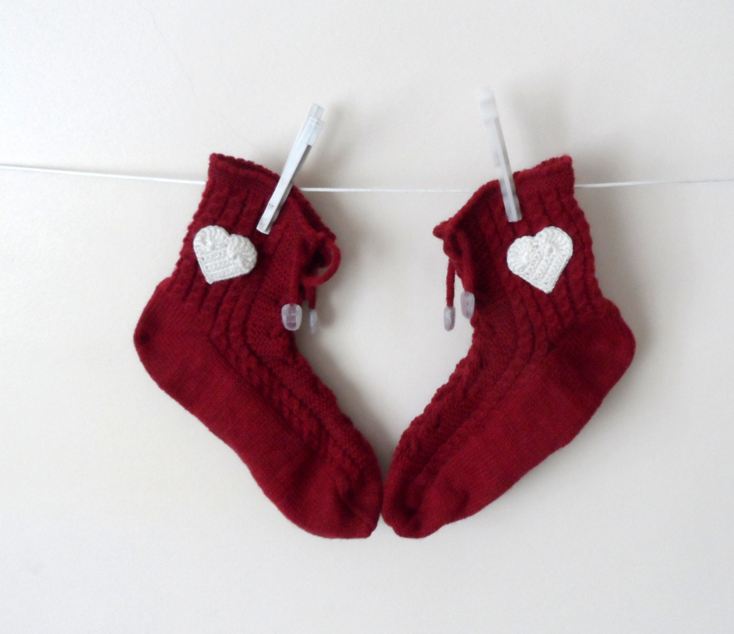 Red Slipper Socks, Lacing Slippers for Women