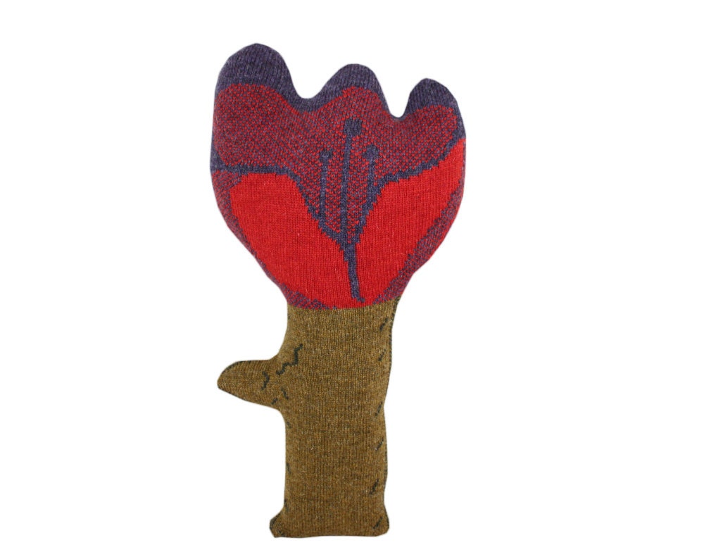 FLOWER shaped pillow: Rose  / soft knitted toy, decoration