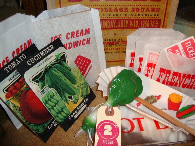 STATIONARY Set: Handmade Specialty Vintage County STATE FAIR themed Envelopes, Postcards, Kraft Paper, Pen & more