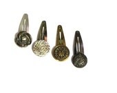 Bronze, Silver, Copper Hair Clips, Hair Clip Set, Hair Accessories, Retro, Rose, Heraldic, Rope