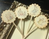 Peter Rabbit  Cupcake Topper-Beatrix Potter Cupcake Picks-Peter Rabbit food picks-Wedding cake toppers-set of 12