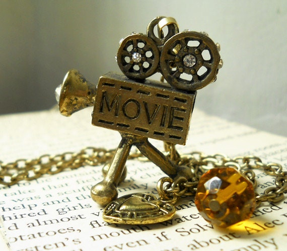 Camera necklace/ movie camera necklace/ camera jewelry/ camera pendant/ movie necklace/vintage camera necklace/vintage camera charm