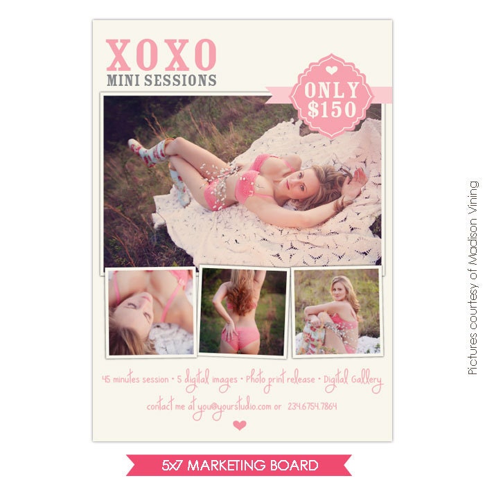 INSTANT DOWNLOAD  - Valentine Minis Photography Marketing board - Photoshop Newsletter  template - E640