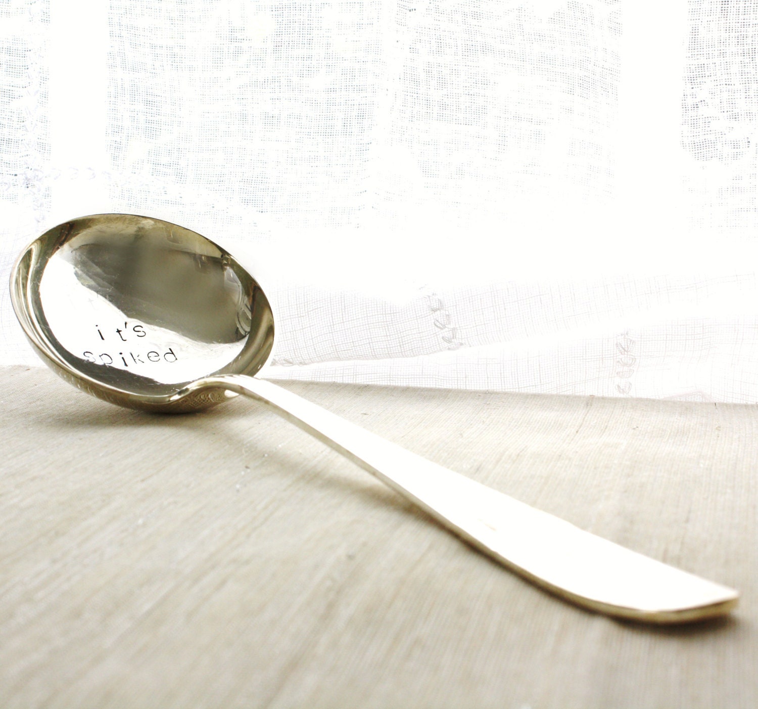 It's Spiked- Punch Ladle, vintage hand stamped spoon for party punch bowl adult beverages. As seen on Refinery29.