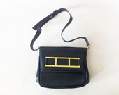Vintage leather dark blue bag 1960s