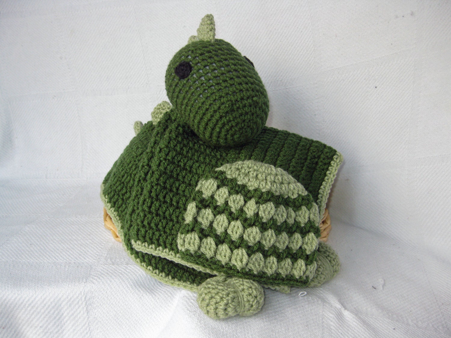 RTS Crochet Gift Set Sage Green Newborn 0-3 month Baby Beanie with matching Dinosaur Security Blanket, Photo Prop Accessory