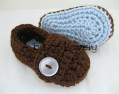 Easter Baby Boy Booties / Shoes - Blue & Brown Crochet  - YOUR choice size - (newborn - 12 months) - photo prop - children
