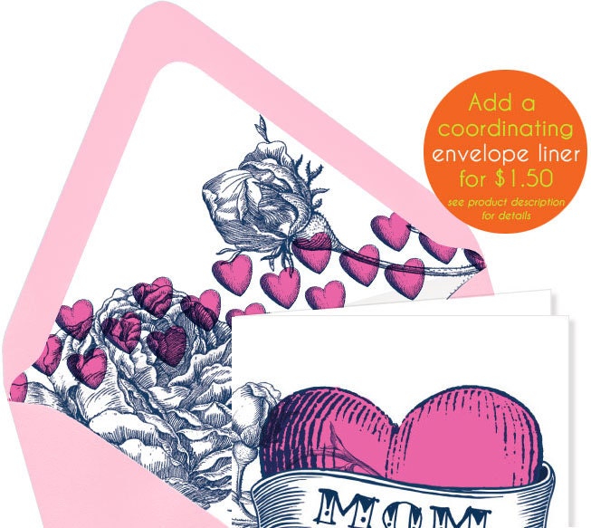Envelope Liner - Coordinates with MOM TATOO Mother's Day Card - Pink