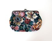 Vintage Tapestry Purse - Needlepoint Purse - Cosmetic Bag - Makeup Bag