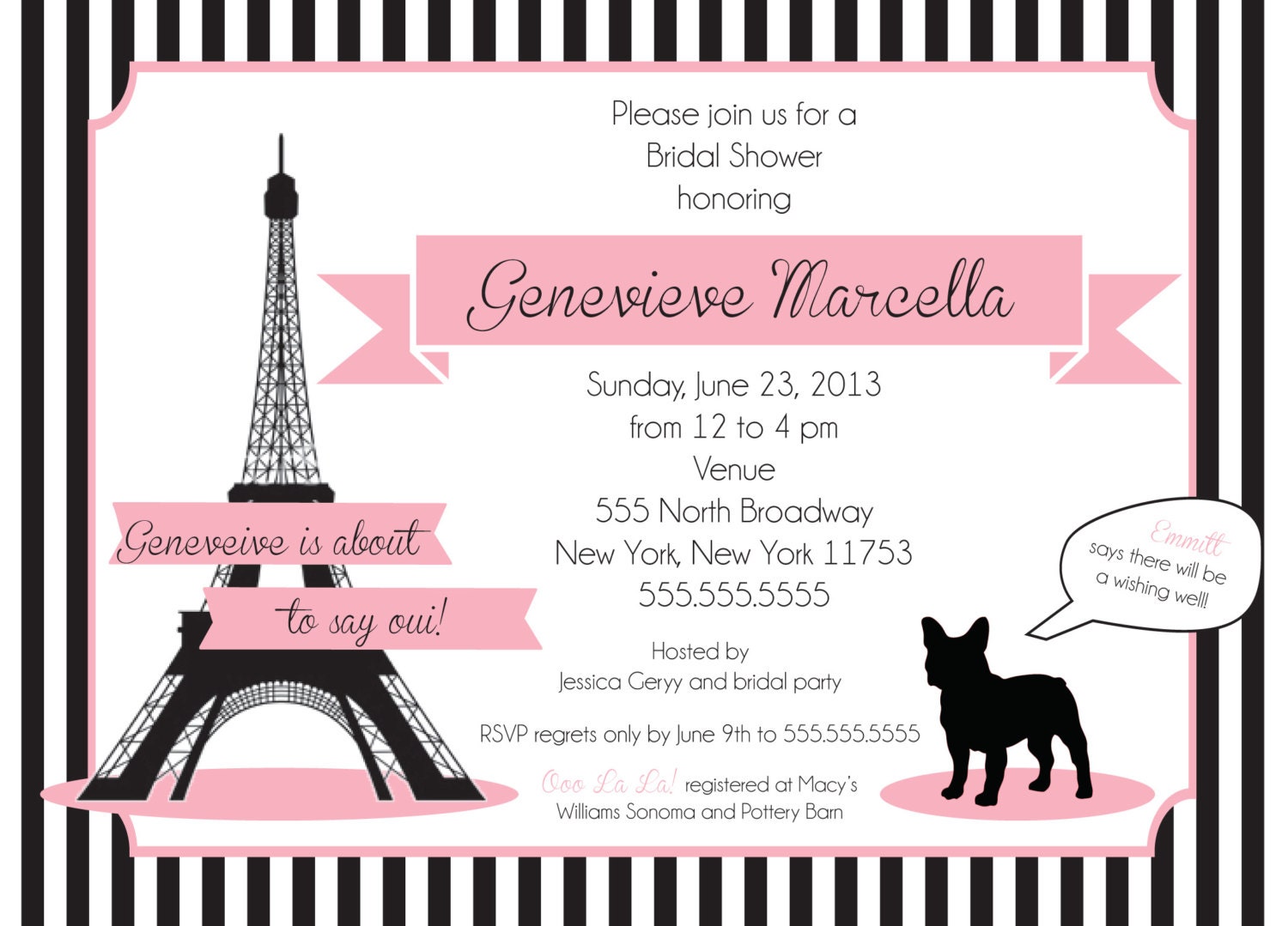 French Bulldog Shower Invitation