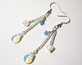 Raindrops - Opalite, Silver and Blue Dangle Earrings
