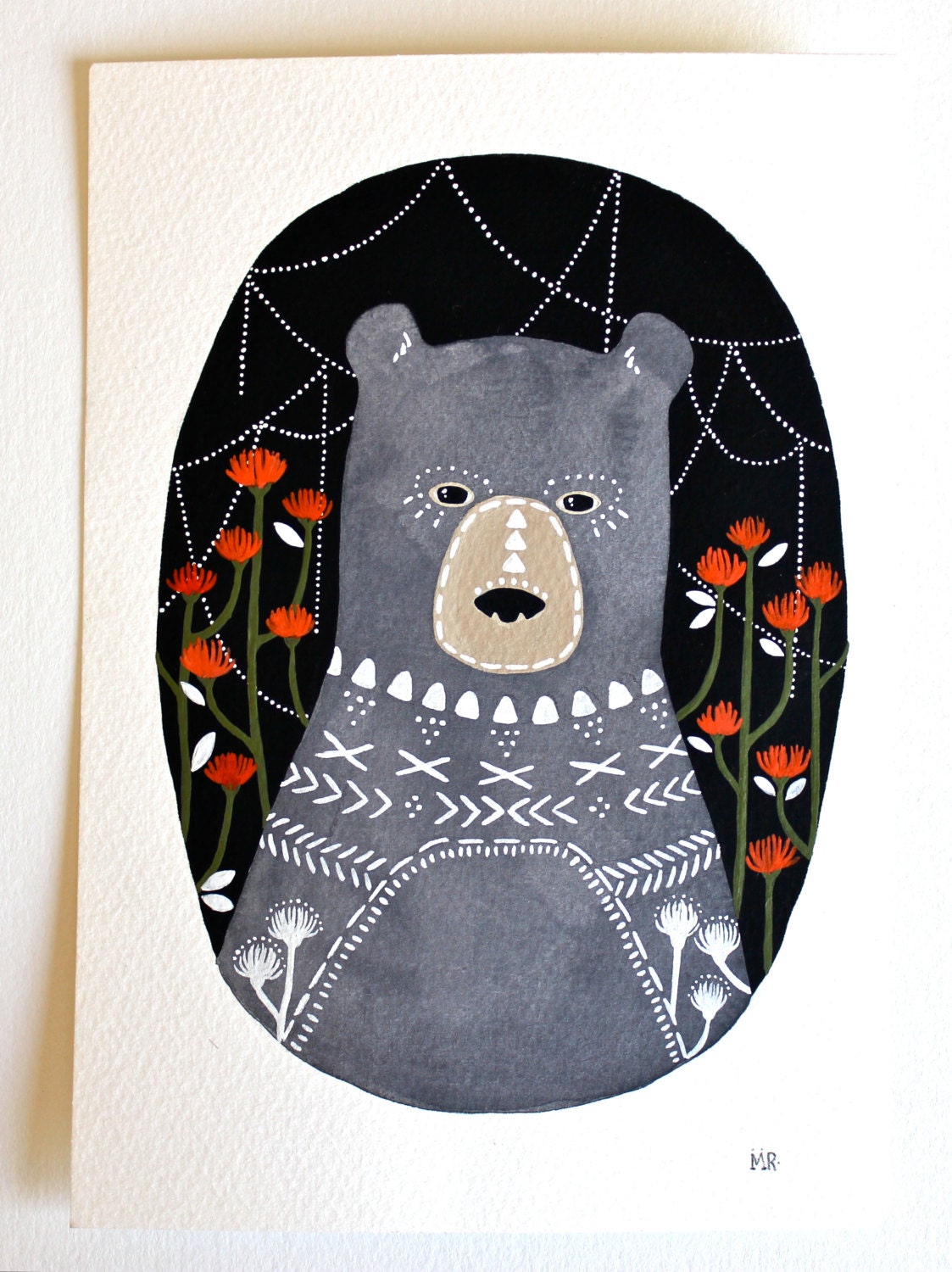 Bear Illustration Painting - Animal Watercolor Art - Keiko Bear by Marisa Redondo