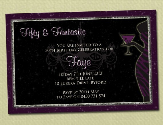 Personalised Cocktail Glamour 30th 40th 50th 60th Birthday Invitations - You Print Il_570xn