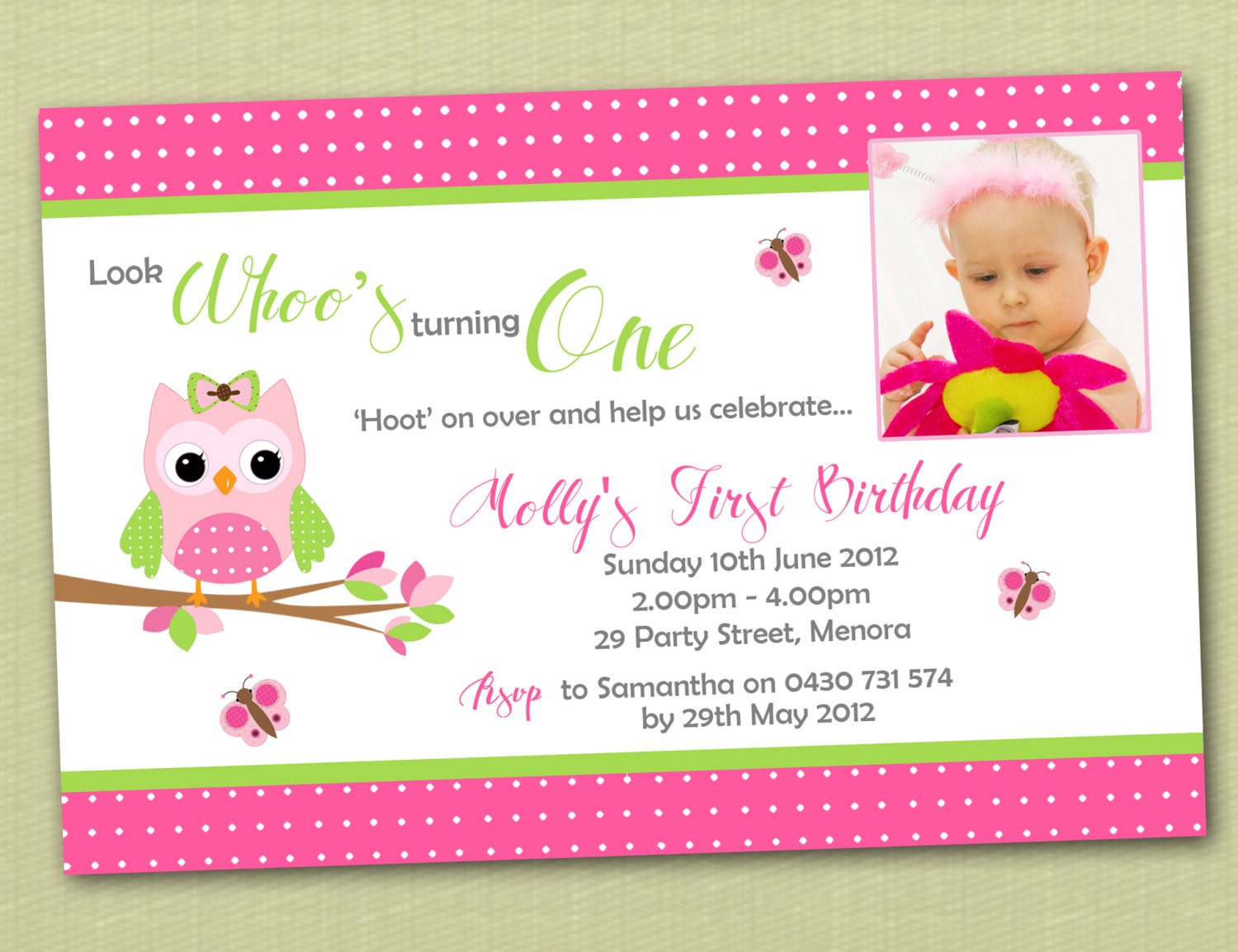 Photo Personalised Owl Birthday Invitations - You Print Il_570xn