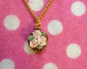 Vintage Gold Plated Rose Cluster Necklace