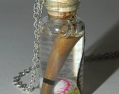 Baseball Bat and Ball Bottle Necklace, Take Me Out to The Ball Game Lyrics Necklace