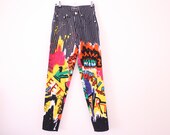 80s VERSACE Graffiti Printed Skinny Jeans - Editorial worthy