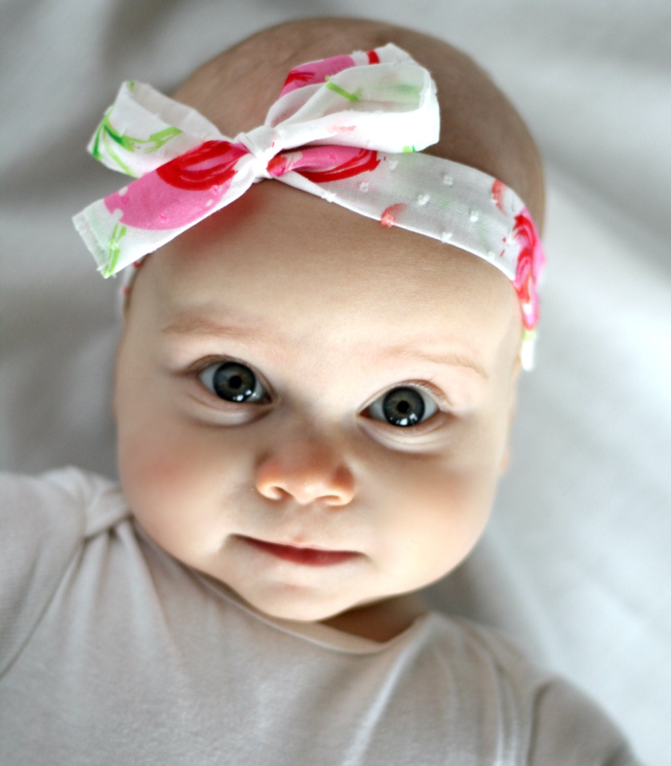 The "Vintage Market" Pink Floral Headband, Headwrap for Girls or Baby- paisleyorpolkadot