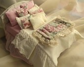 Pretty in Pink- Miniature Dollhouse Dressed Bed