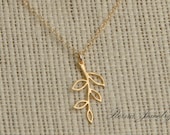 Gold Branch Necklace - Gold Delicate Necklace - Simple Bridal Jewelry