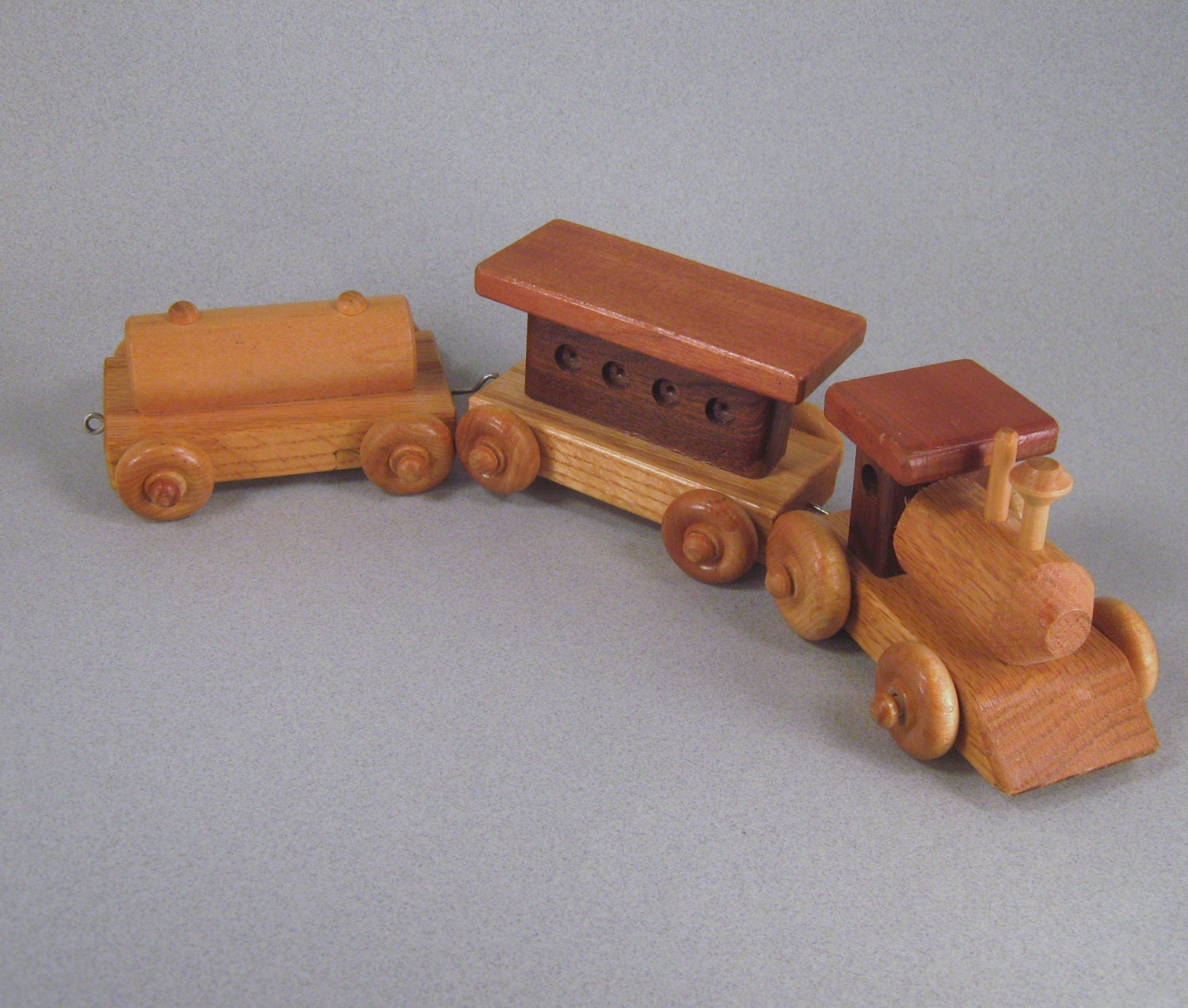 Wood Train Set, 2 Cars and the Engine