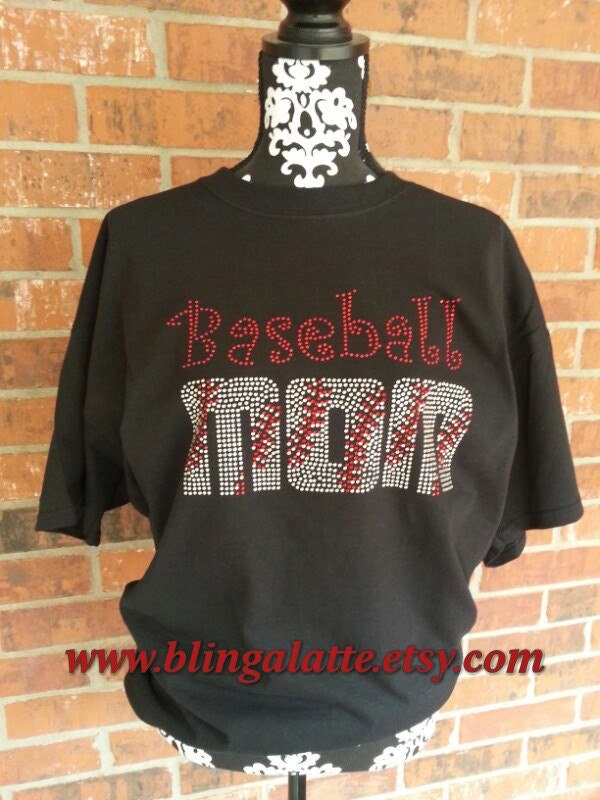 Baseball Mom Rhinestone or Bling Shirt, Baseball Bling, Rhinestone Bling, Sports Mom, Bling Tshirt