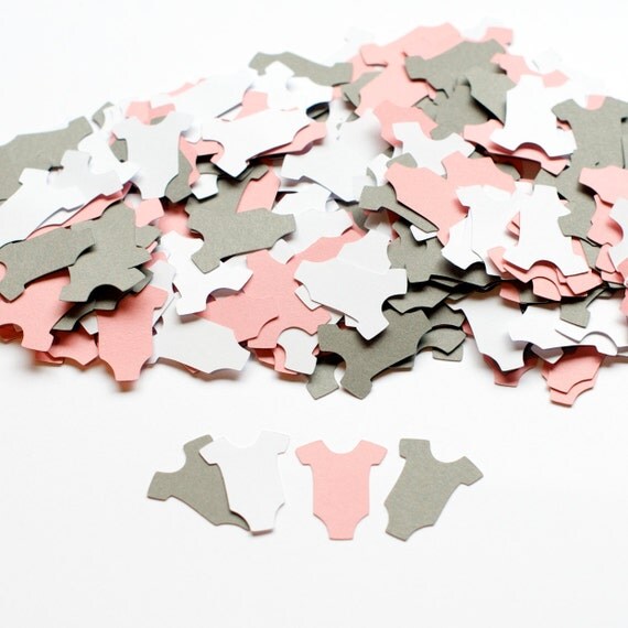 Baby Shower Decoration Confetti Infant Body Suit Pink Gray Il_570xn
