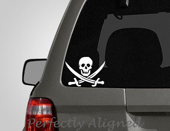 Jolly Roger Pirate Vinyl Decal - Car Decal - Macbook Decal etc...