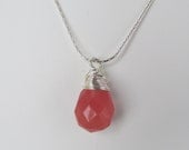 Pink Coned Shaped Wire Wrapped Pendant