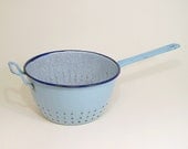 Vintage french colander - blue enamel sieve - enamelware - vintage french graniteware - blue sieve - vintage strainer