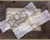 Wedding Garter- Pearl Rhinestone Wedding Garter- Wedding Bridal Garter