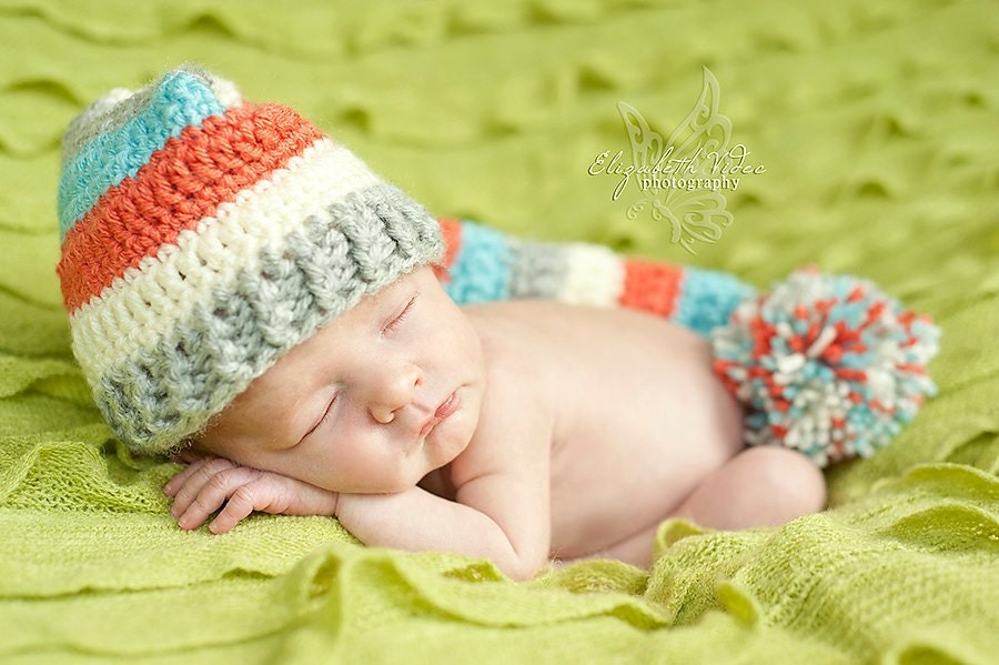 Newborn Baby Stocking Cap/Hat - Photo Props, Photography Props, Boys, Girls, Infant, Elf Hat, Striped Hat, (Available in Different Color)