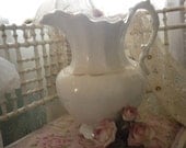 Beautiful Large Vintage Pitcher, Victorian, French, French Country,Shabby Chic, Primitive, Eclectic,Cottage,Cottage Chic