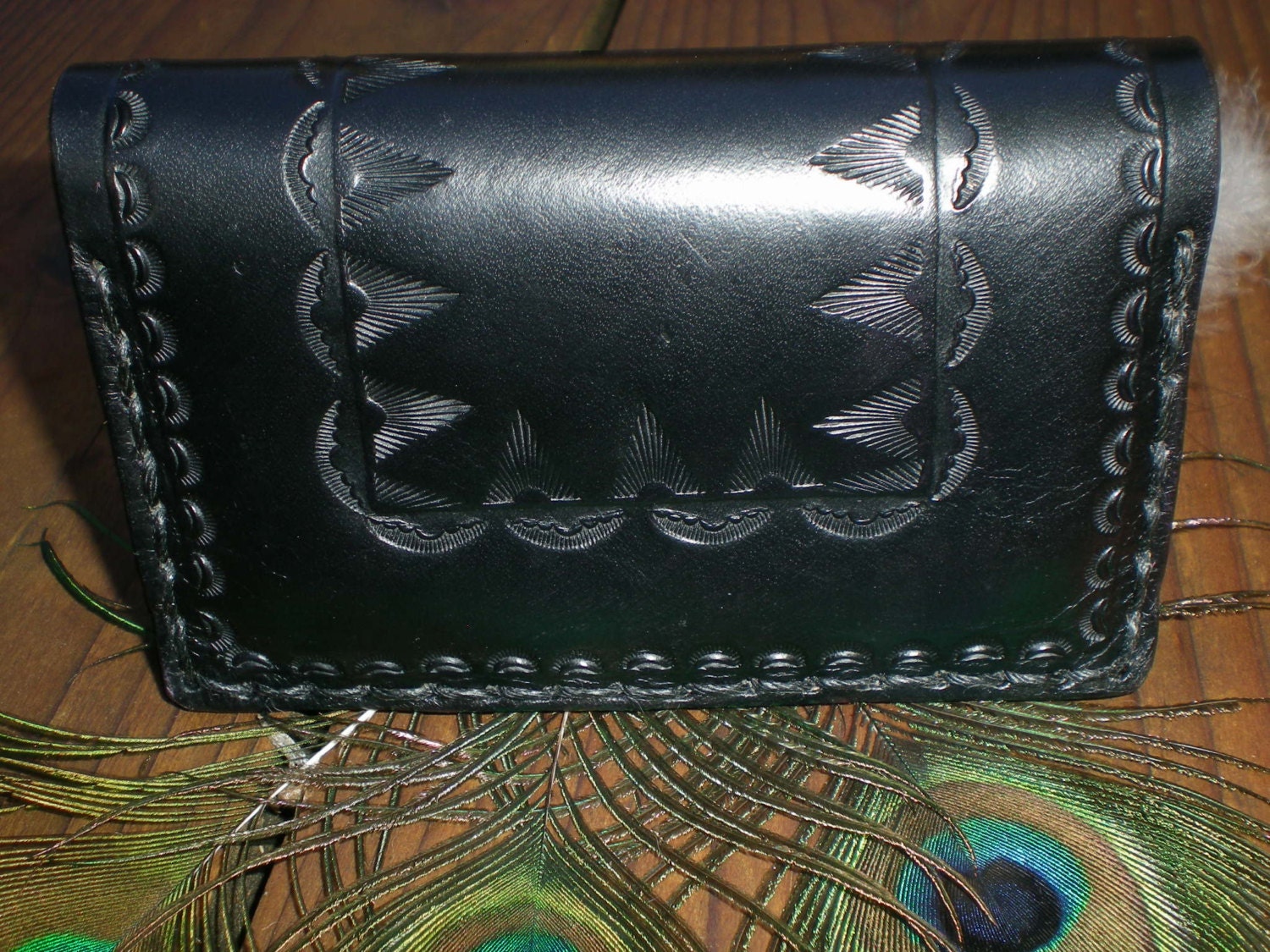 handmade credit card wallet / business card holder / tooled leather