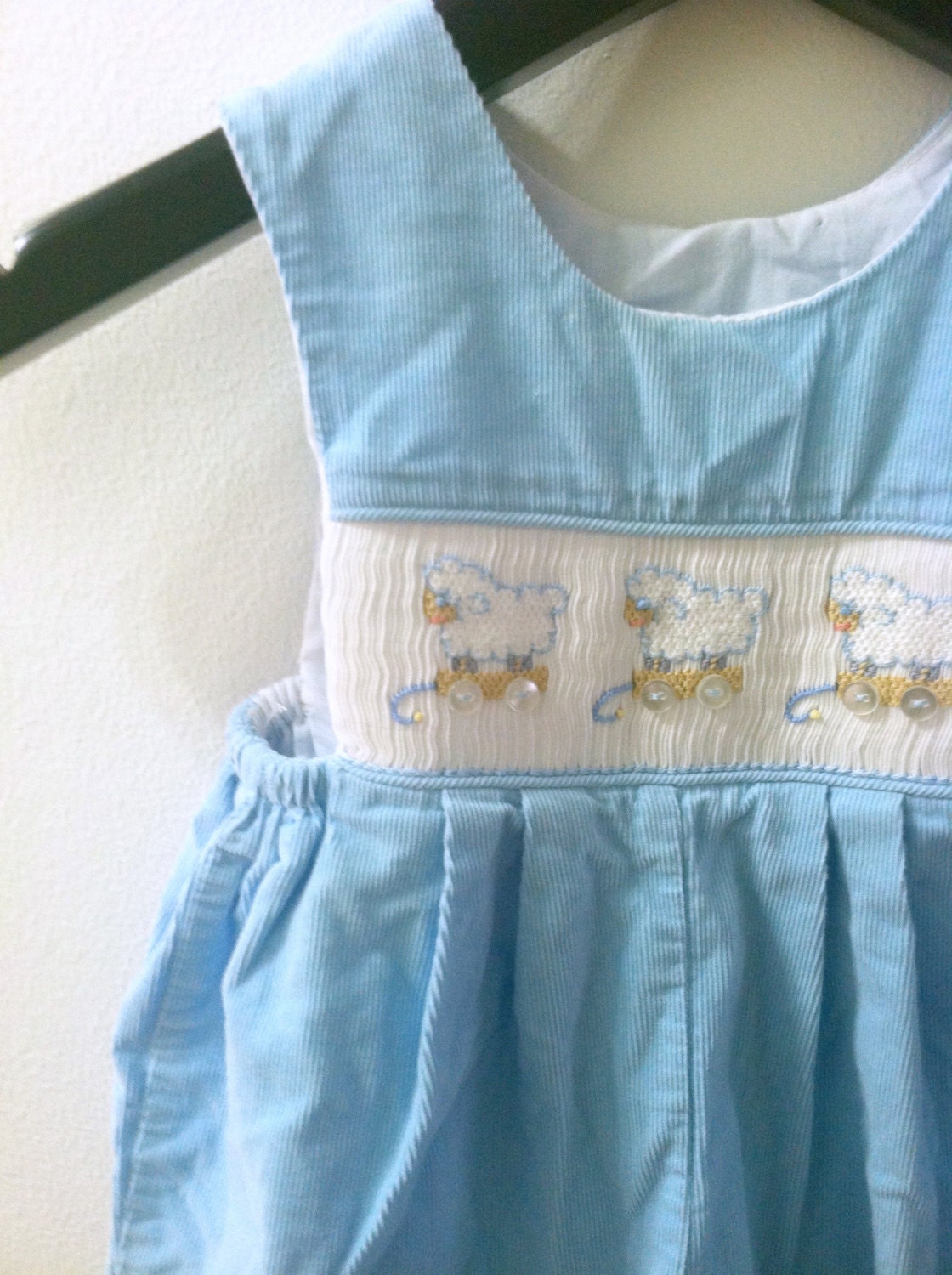 Vintage Baby Blue Three Little Sheep Jumper 1980's