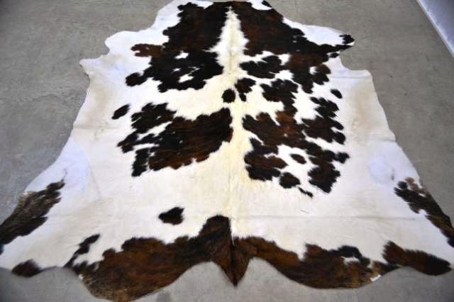 Cowhide Rug 6.5'x7.5' ft Tri Color White, Black, Brown (Memorial Day Weekend Special Offer)