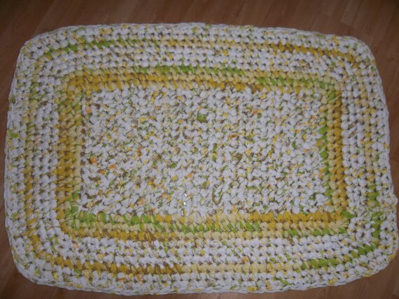 Crocheted Rectangle Rag Rug by TimeTunnelTreasures on Etsy
