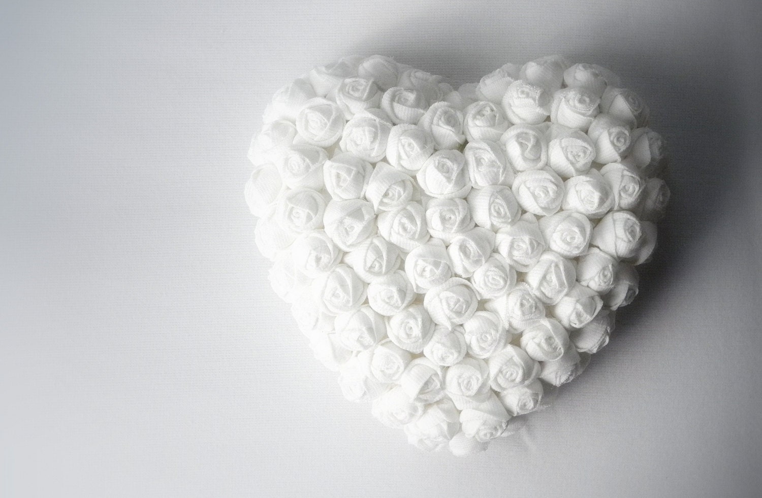 Fabric heart flowers Mother Day decor Hanging home ornament white handmade ready to ship
