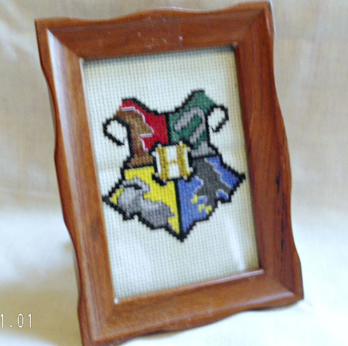 Hogwarts Crest Framed Cross Stitch Sampler Harry Potter Inspired