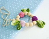 Crochet teething ring - Handmade baby teether, Wood teether - Teething Toy by FrejaToys
