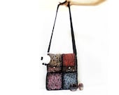 Free Shipping-ON SALE-messenger bag-Orange,grey,blue,Multicolor-Black Cable- Colorful- Tablet bag, Square pattern, Knitting square bag