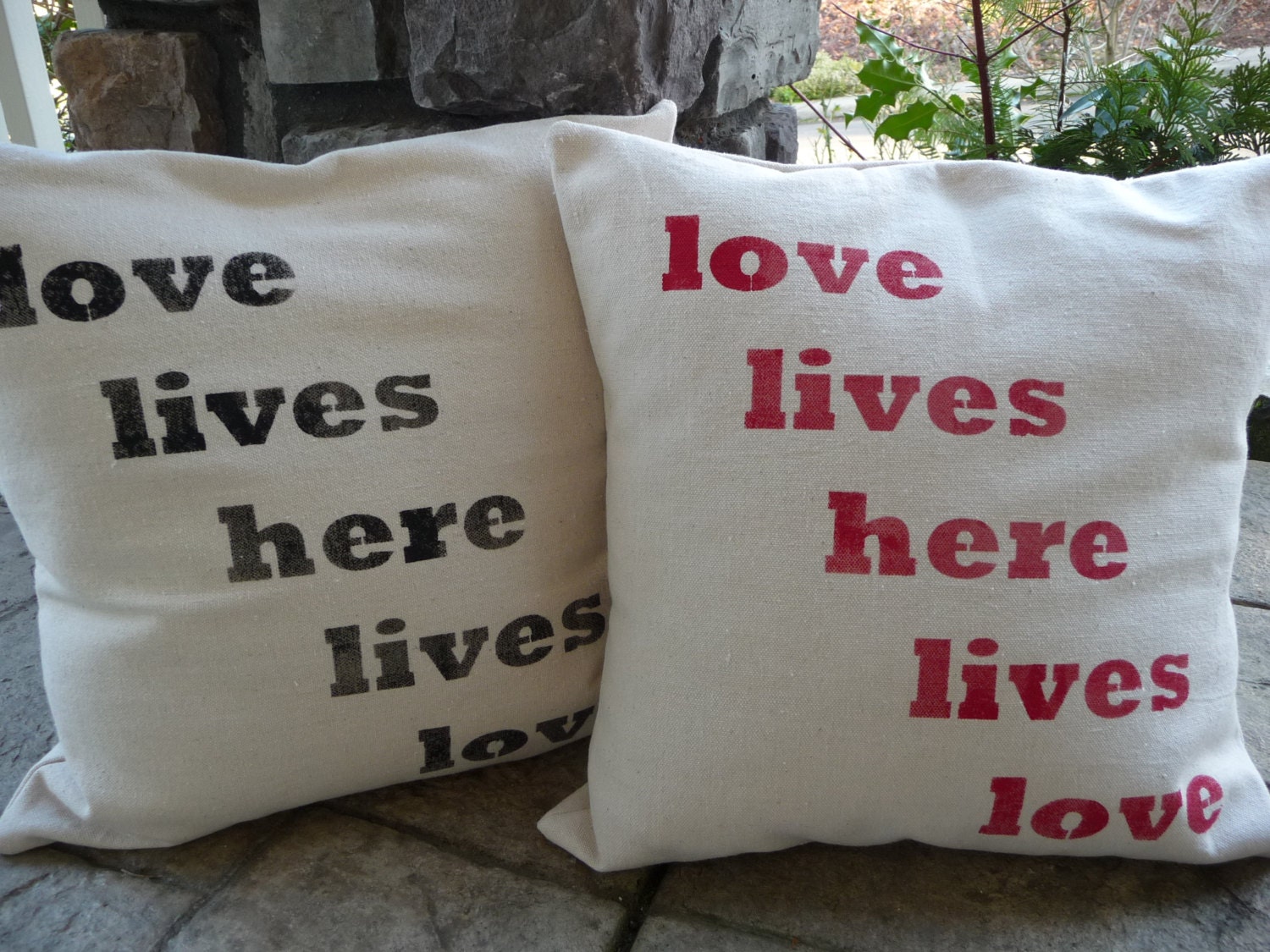 Love Pillow Cover - Wedding Pillow - Housewarming - Love Lives Here -  Typography Pillow -  Valentines Pillow Cover