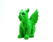 neon green gargoyle statue, gothic, goth, gargoyle home decor, neon figurines, demon, pagan, medieval,  halloween,