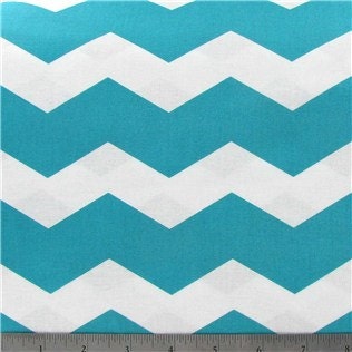 Turquoise and White Chevron Stripes - 1 yard