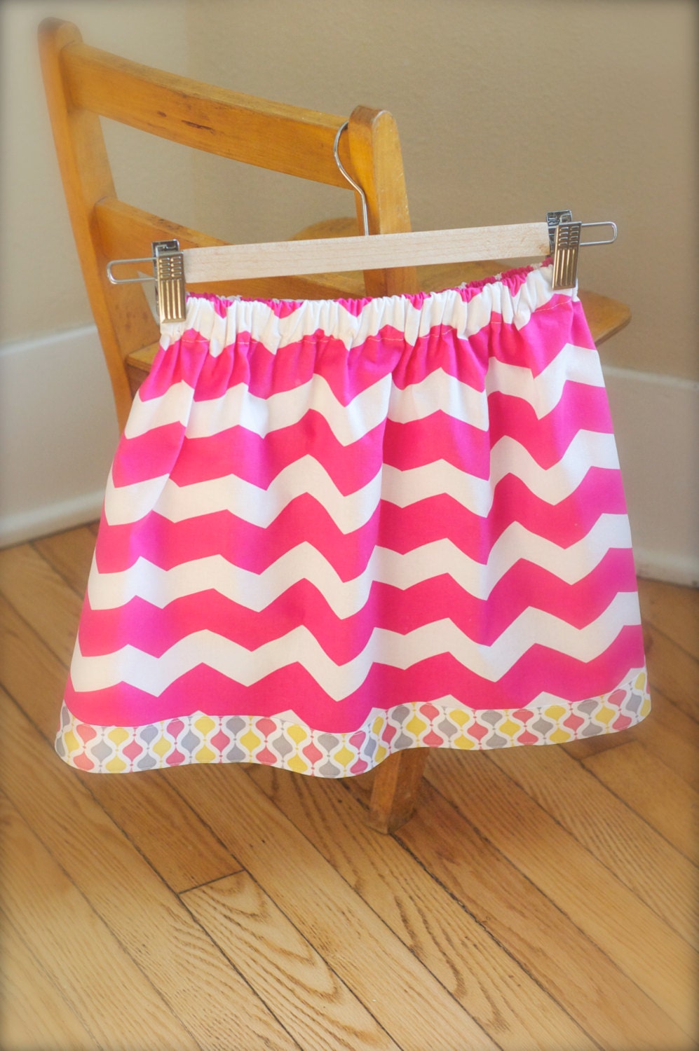 Girl's Skirt - Spring Chevron Series - HOT PINK