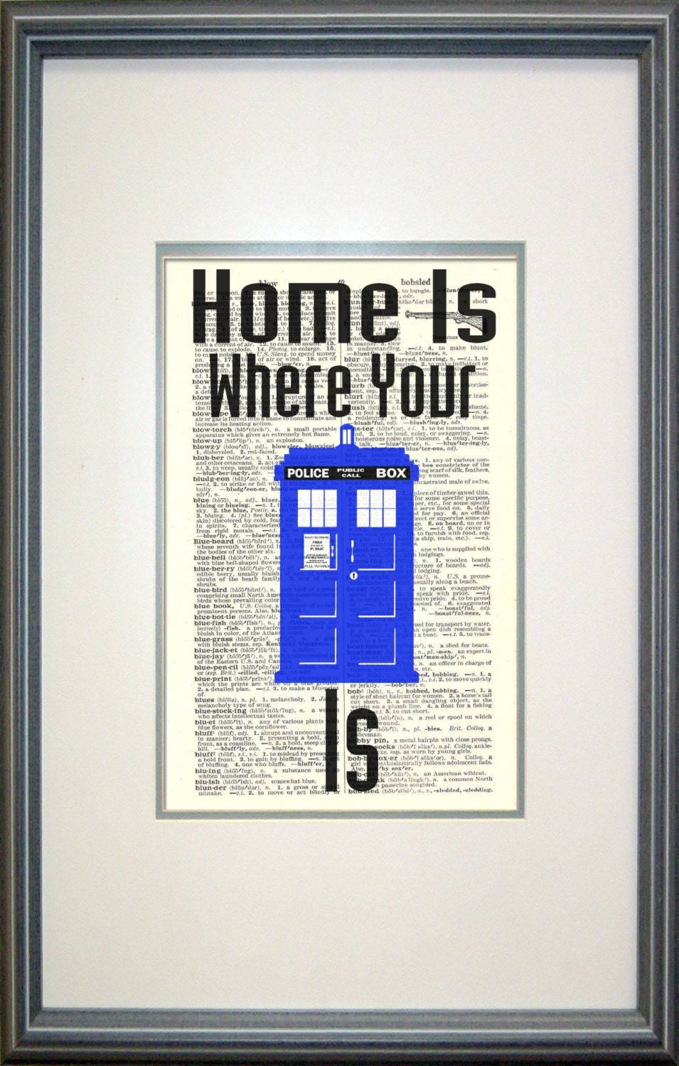 TARDIS Print on Vintage Book Page by Papyrusaurus, Doctor Who Print, Book Page Art, Geek Print