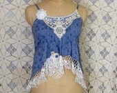 Gypsy Camisole Vintage Doily Lace Reconstructed Shabby Chic Boho Upcycled